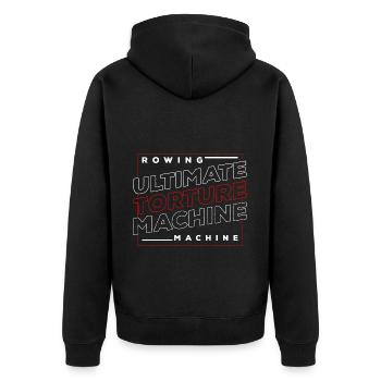Rudern Sport Wassersport - Unisex Premium Bio Zip Hoodie - Schwarz - Hinten - Nico (187cm)