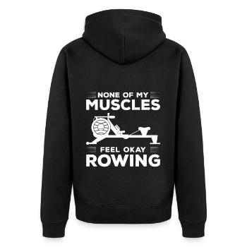 Rudern Trainieren Wassersport - Unisex Premium Bio Zip Hoodie - Schwarz - Hinten - Nico (187cm)