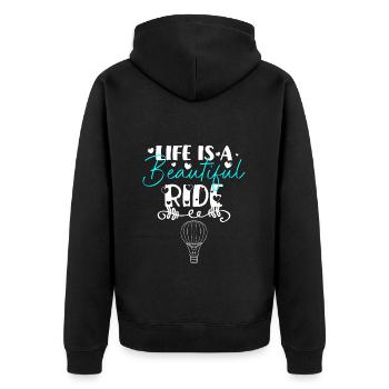 Ballonfahrt Luftfahrt Spaß Sport - Unisex Premium Bio Zip Hoodie - Schwarz - Hinten - Nico (187cm)