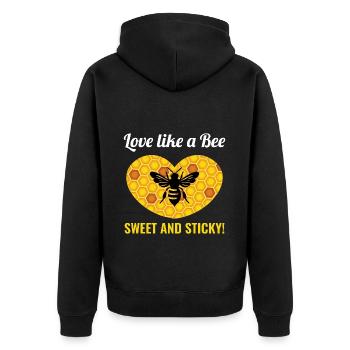 Honeybee Beekeeper Beekeeping Valentines Day Heart - Unisex Premium Organic Zip Hoodie - black - Back - Nico (187cm)
