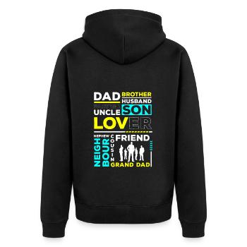 Männer Vorbild Freund Geschenk - Unisex Premium Bio Zip Hoodie - Schwarz - Hinten - Nico (187cm)