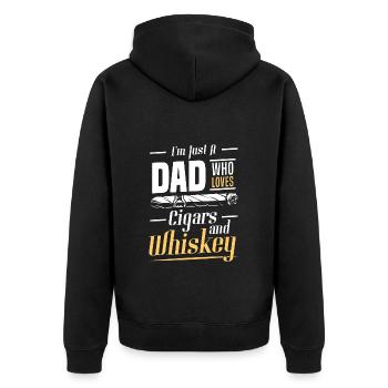 Zigarren Lounge Qualm Genießen - Unisex Premium Bio Zip Hoodie - Schwarz - Hinten - Nico (187cm)