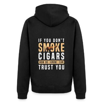 Zigarre Rauchen Kuba Genießer - Unisex Premium Bio Zip Hoodie - Schwarz - Hinten - Nico (187cm)
