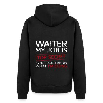 Waiter Bartender Tipping Table - Unisex Premium Organic Zip Hoodie - black - Back - Nico (187cm)