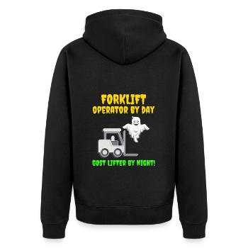 Halloween Ghost Forklift Operator Heavy Equipment - Unisex Premium Organic Zip Hoodie - black - Back - Nico (187cm)