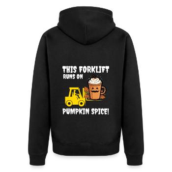 Halloween Forklift Operator Pumpkin Spice Funny - Unisex Premium Organic Zip Hoodie - black - Back - Nico (187cm)