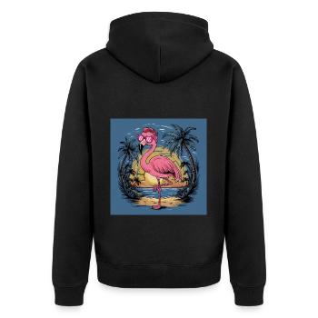 Flamingo Pink Animal Funny Summer - Unisex Premium Organic Zip Hoodie - black - Back - Nico (187cm)