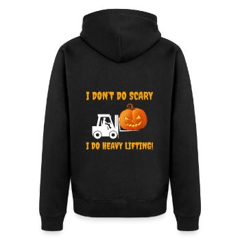 Halloween Ghost Forklift Operator Pumpkin Funny - Unisex Premium Organic Zip Hoodie - black - Back - Nico (187cm)