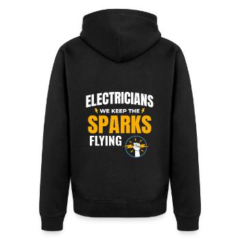 Electrician Humor Electrical Technician Engineer - Unisex Premium Organic Zip Hoodie - black - Back - Nico (187cm)