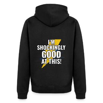 Electrician Humor Electrical Technician Engineer - Unisex Premium Organic Zip Hoodie - black - Back - Nico (187cm)