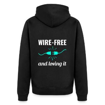 Électricien : sans fil et aimant la vie - Veste à capuche bio Premium Unisexe - noir - Dos - Nico (187cm)