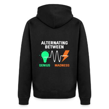 Electrician: Alternating Genius and Madness - Unisex Premium Organic Zip Hoodie - black - Back - Nico (187cm)