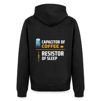 Elektriker: Kondensator des Kaffees, Widerstandsschlaf - Unisex Premium Bio Zip Hoodie - Schwarz - Hinten - Nico (187cm)