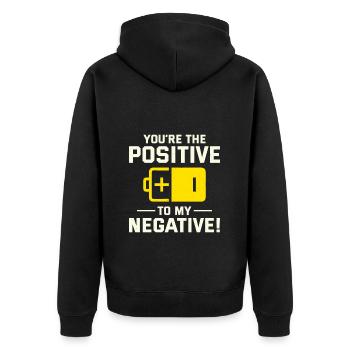 Electrician Valentine: Positive to My Negative - Unisex Premium Organic Zip Hoodie - black - Back - Nico (187cm)