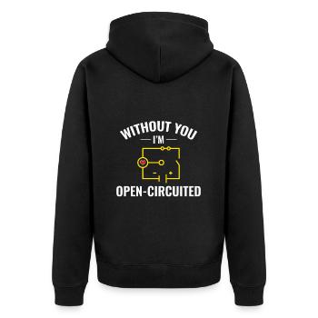 Elektriker Valentinstag Ohne dich bin ich offener Kreislauf - Unisex Premium Bio Zip Hoodie - Schwarz - Hinten - Nico (187cm)