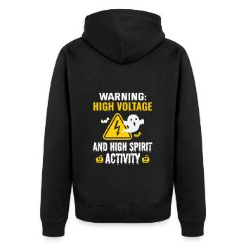 Elektriker Halloween: Hochspannung, hoher Geist - Unisex Premium Bio Zip Hoodie - Schwarz - Hinten - Nico (187cm)