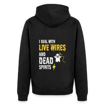 Electrician Halloween Humor Live Wires Dead Ghost - Unisex Premium Organic Zip Hoodie - black - Back - Nico (187cm)