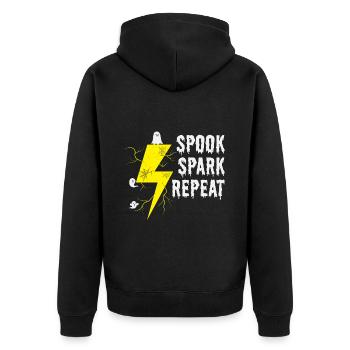 Halloween Electrician Spook Spark Humor Scary - Unisex Premium Organic Zip Hoodie - black - Back - Nico (187cm)