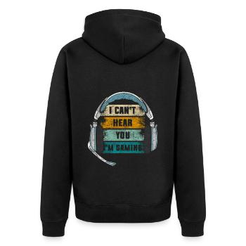 Gaming Streaming - Unisex Premium Bio Zip Hoodie - Schwarz - Hinten - Nico (187cm)