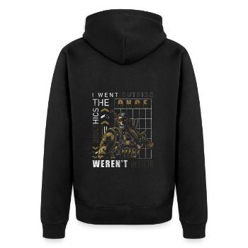 Gaming Online Grafik Spielen - Unisex Premium Bio Zip Hoodie - Schwarz - Hinten - Nico (187cm)