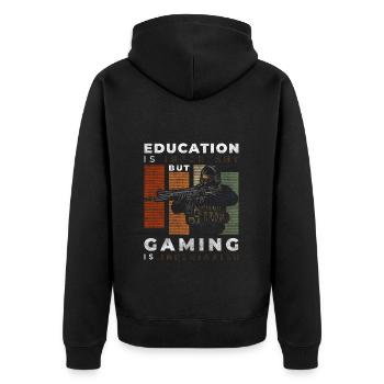 Gamer PC Masterrace Grafik Controller - Unisex Premium Bio Zip Hoodie - Schwarz - Hinten - Nico (187cm)