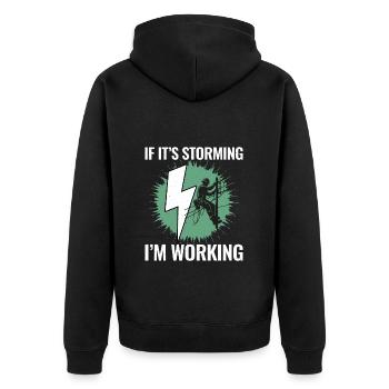 Lineman Storm Work Brave Dedicated Hero - Unisex Premium Organic Zip Hoodie - black - Back - Nico (187cm)