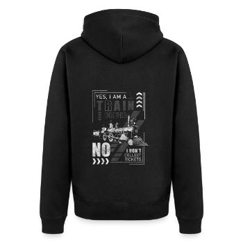 Modellbahn Liebhaber Spielzeug Schienen - Unisex Premium Bio Zip Hoodie - Schwarz - Hinten - Nico (187cm)