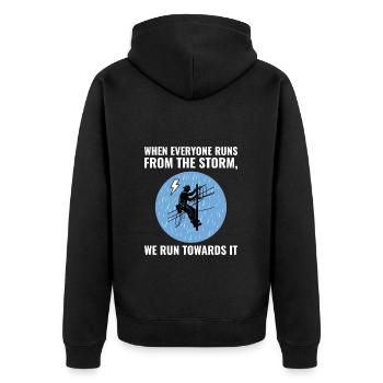 Lineman Storm Brave Dedicated Hero Power Grid - Unisex Premium Organic Zip Hoodie - black - Back - Nico (187cm)