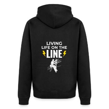 Lineman Life Line Brave Dedicated Work - Unisex Premium Organic Zip Hoodie - black - Back - Nico (187cm)