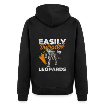 Léopard Animal Sauvage - Veste à capuche bio Premium Unisexe - noir - Dos - Nico (187cm)