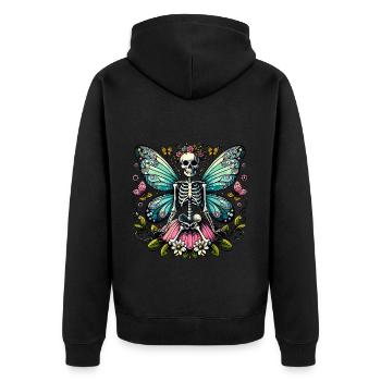 Skeleton Fairy with Flowers and Butterflies - Unisex Premium Organic Zip Hoodie - black - Back - Nico (187cm)