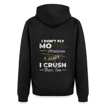Flugzeug Modellbauer Flieger Testpilot - Unisex Premium Bio Zip Hoodie - Schwarz - Hinten - Nico (187cm)