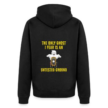 Electrician Halloween Ghost Untested Ground Safety - Unisex Premium Organic Zip Hoodie - black - Back - Nico (187cm)