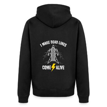 Je donne vie aux lignes mortes – Lineman Halloween - Veste à capuche bio Premium Unisexe - noir - Dos - Nico (187cm)