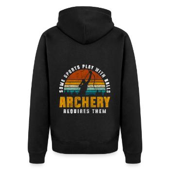 Archery Hobby Hunting Shooting Festival - Unisex Premium Organic Zip Hoodie - black - Back - Nico (187cm)
