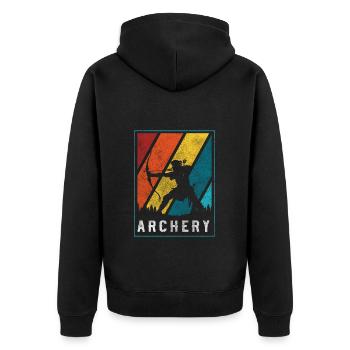 Bogenschießen Zielschießen Treffer - Unisex Premium Bio Zip Hoodie - Schwarz - Hinten - Nico (187cm)