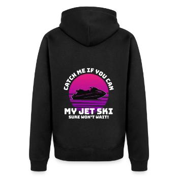Jet Ski Adventure Retro Sunset Watersports Speed - Unisex Premium Organic Zip Hoodie - black - Back - Nico (187cm)