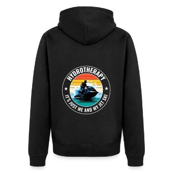 Jetski Hydrotherapie Ozean Abenteuer Wassersport - Unisex Premium Bio Zip Hoodie - Schwarz - Hinten - Nico (187cm)
