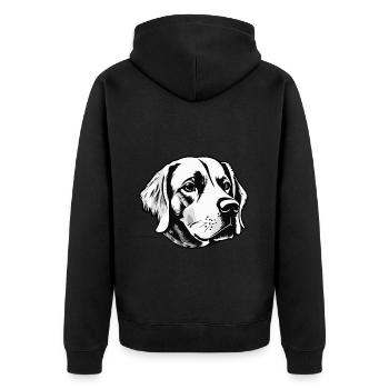 Hund Welpe Tierschutz - Unisex Premium Bio Zip Hoodie - Schwarz - Hinten - Nico (187cm)