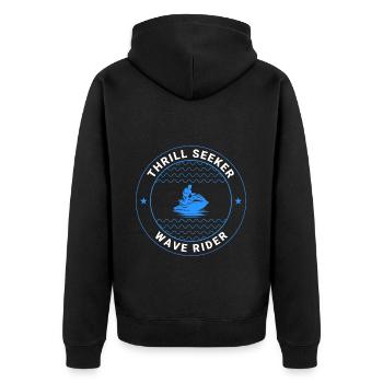 Jetski Hydrotherapie Ozean Abenteuer Wassersport - Unisex Premium Bio Zip Hoodie - Schwarz - Hinten - Nico (187cm)