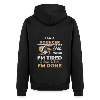 Security Schutz Breit Muskeln - Unisex Premium Bio Zip Hoodie - Schwarz - Hinten - Nico (187cm)