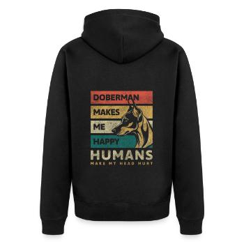 Dobermann Wachschutz - Unisex Premium Bio Zip Hoodie - Schwarz - Hinten - Nico (187cm)