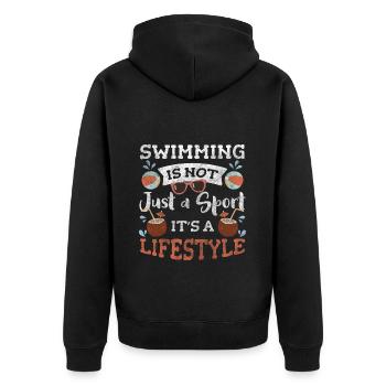 Swimming Swimming Pool Endurance Swimming Instructor - Unisex Premium Organic Zip Hoodie - black - Back - Nico (187cm)