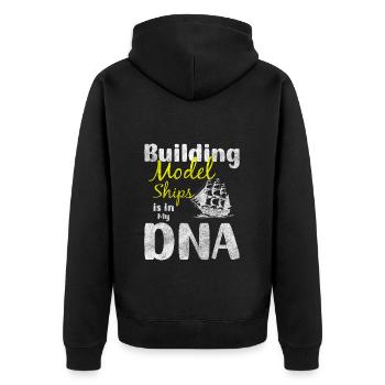 Model RC Ship Skipper - Unisex Premium Organic Zip Hoodie - black - Back - Nico (187cm)