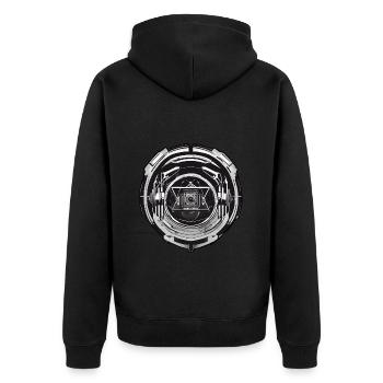 Musik Hardstyle Rave Wear - Unisex Premium Bio Zip Hoodie - Schwarz - Hinten - Nico (187cm)