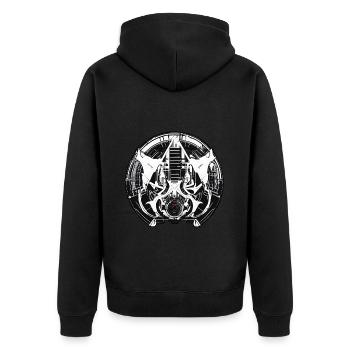 Techno Hardstyle Strahlen - Unisex Premium Bio Zip Hoodie - Schwarz - Hinten - Nico (187cm)