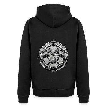 Rave Party Strahlen - Unisex Premium Bio Zip Hoodie - Schwarz - Hinten - Nico (187cm)