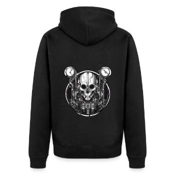 Musik Trance Vinyl Robotik - Unisex Premium Bio Zip Hoodie - Schwarz - Hinten - Nico (187cm)