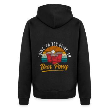 Pong Mug Celebration Team - Unisex Premium Organic Zip Hoodie - black - Back - Nico (187cm)