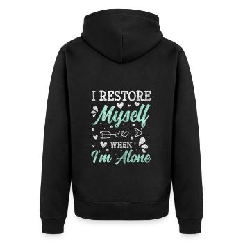 Introvertiert Geek Humor Alleinstehend - Unisex Premium Bio Zip Hoodie - Schwarz - Hinten - Nico (187cm)